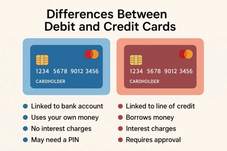 differences between debit and credit cards